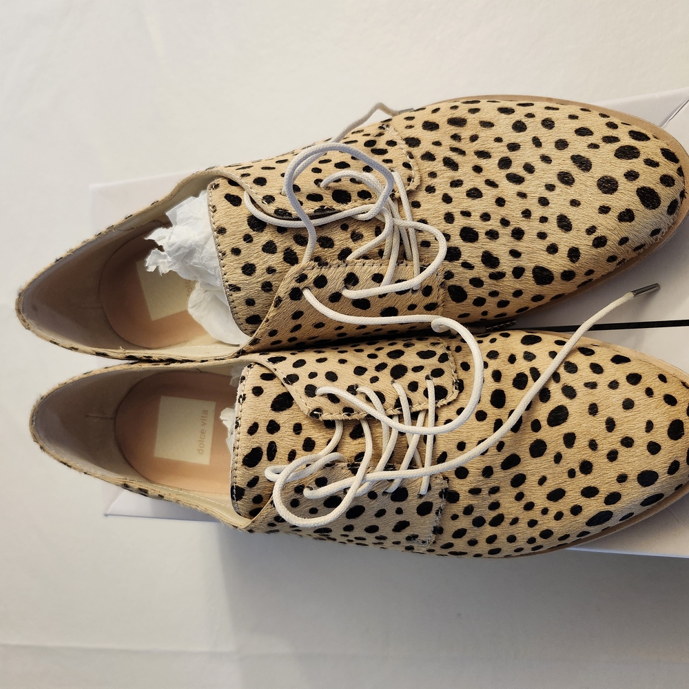DV by Dolce Vita Tan and Black Flats with Animal Print - Used